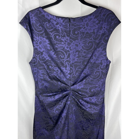 Connected Apparell‎ Violet Black Floral Whimsigoth Jacquard Sheath Dress Size 14 - Picture 3 of 15